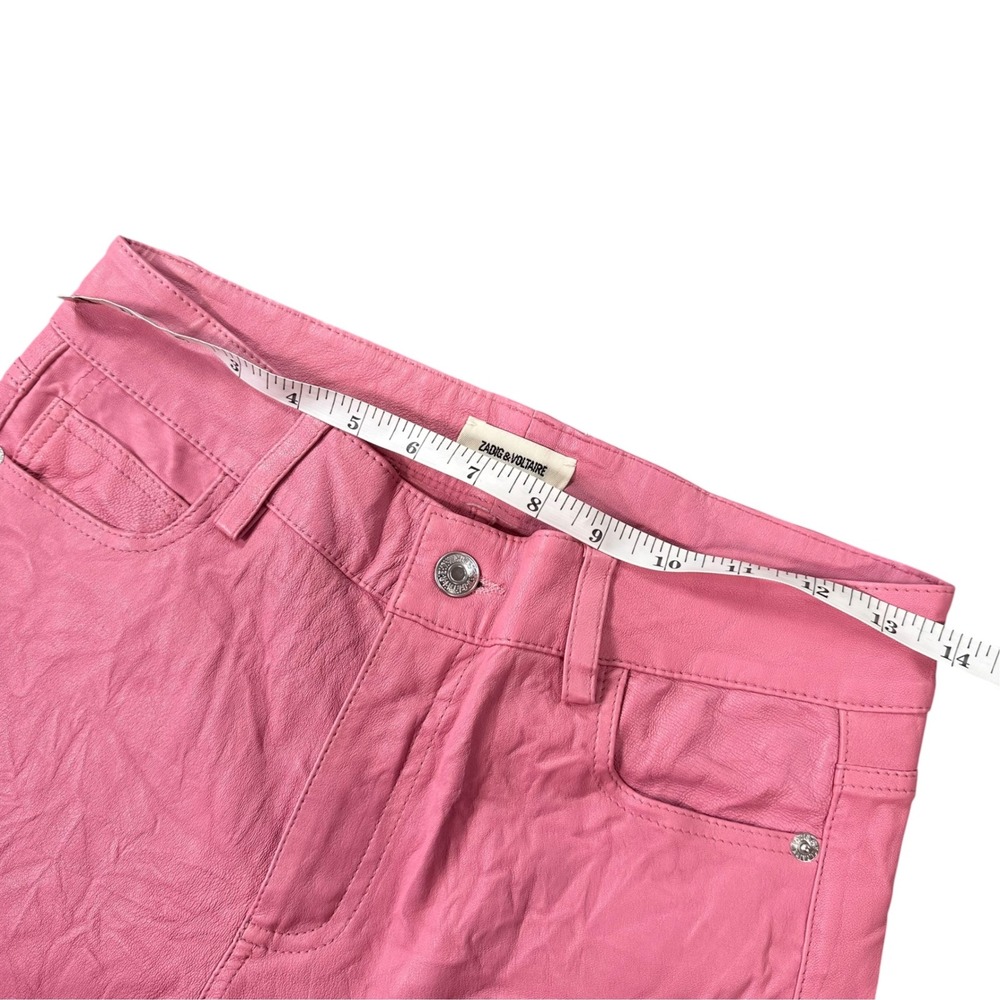 Zadig & Voltaire Women Phlame Crinkled Leather Skinny Pants Pink Size 38 US M - Picture 6 of 10